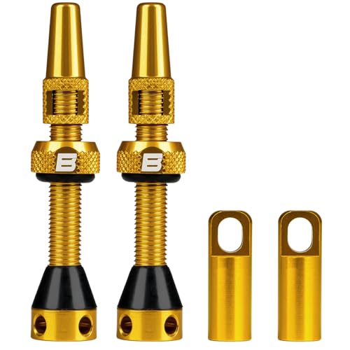 BWSHLF Tubeless Presta Valve Stem 40/44/55/60/65/80/100 mm, Super Light Alloy Presta Valve Stem Kit with Valve Core Remover Tool and Valve Stem Caps - Multiple Color and Size Options(Pair) - Image 1