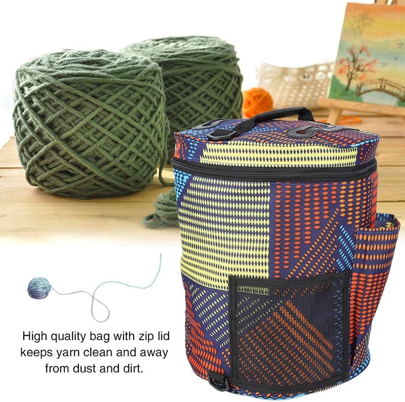 klarako Knitting Bag for Yarn Storage, Anti-Static Oxford Cloth Portable Knitted Round Storage Yarn Box Pocket for Accessories and Slits on Top to Protect Yarn and Prevent Pestering - Image 5