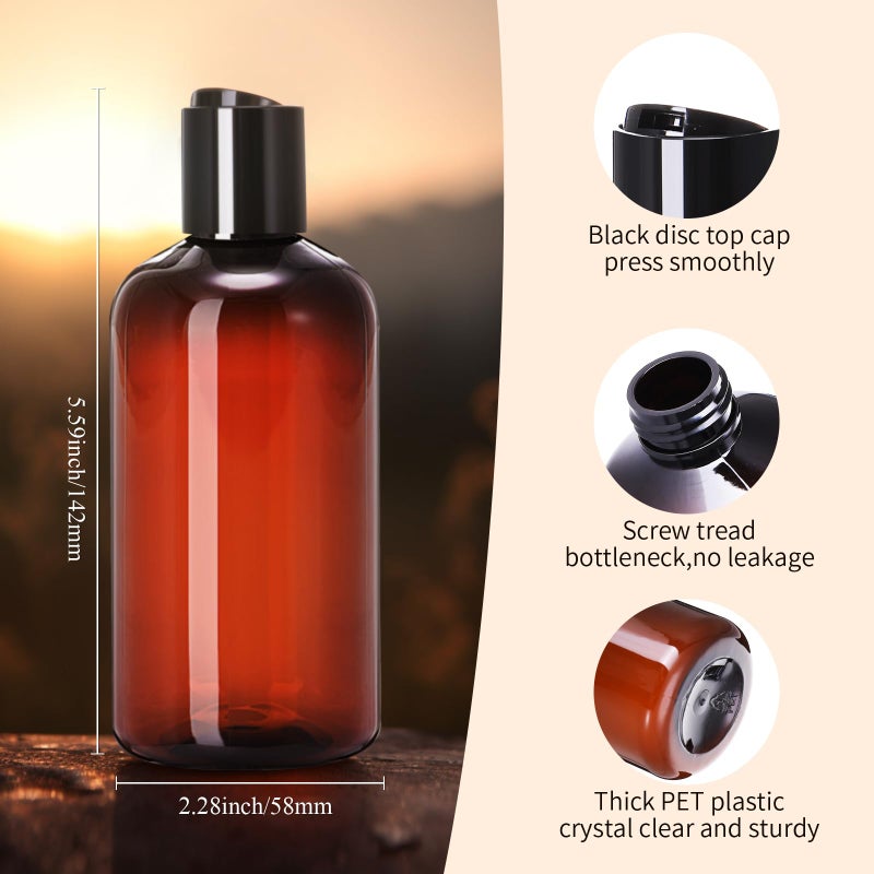 Zubebe 36 Pcs Plastic Travel Bottles with Disc Top Flip Cap Empty Refillable Squeeze Travel Containers for Shampoo Lotions Cream Toiletries Liquid Body Soap (Brown, 8 oz) - Image 2