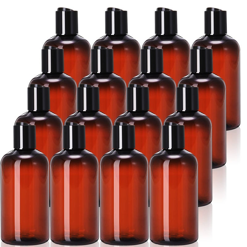 Zubebe 36 Pcs Plastic Travel Bottles with Disc Top Flip Cap Empty Refillable Squeeze Travel Containers for Shampoo Lotions Cream Toiletries Liquid Body Soap (Brown, 8 oz) - Image 1