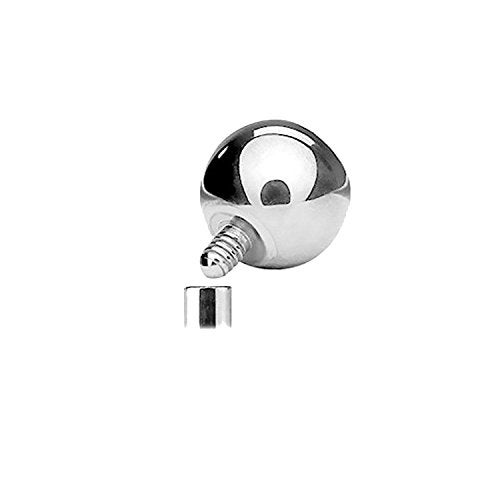 FIFTH CUE 14GA Solid G23 Implant Grade Titanium Internally Threaded Double Jeweled Belly Ring (EXTRA PETITE - 5/16" (8mm) | 4 & 6mm Balls) - Image 2