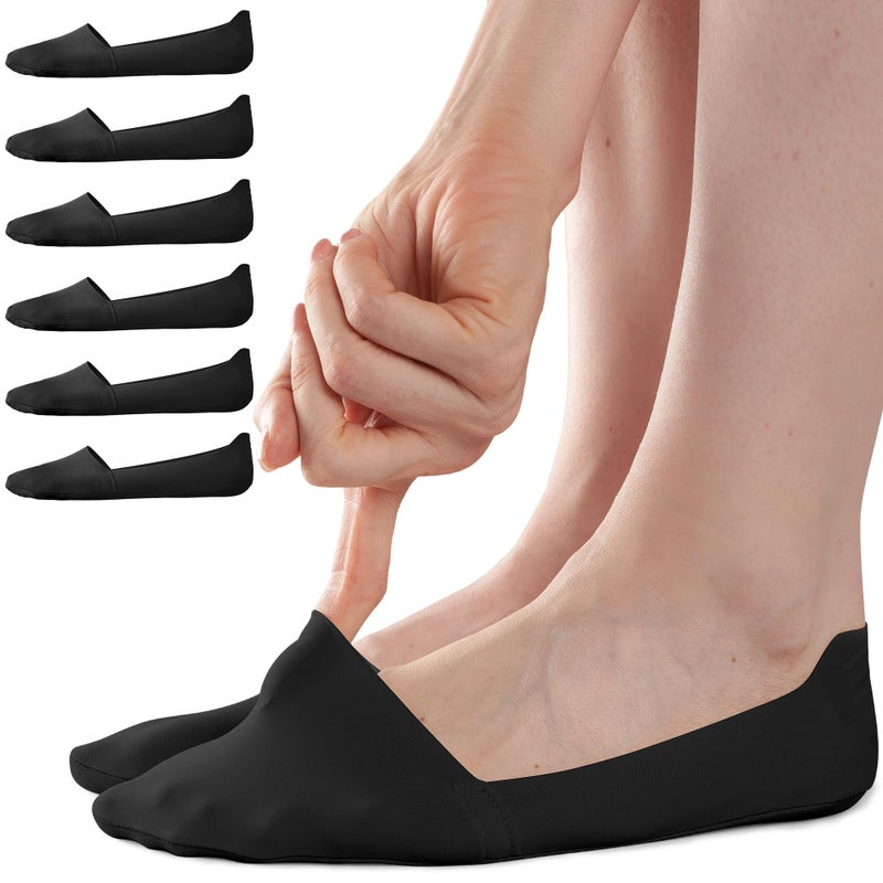 Sofier No Show Socks Womens, Non Slip Low Cut 6 Pairs Thin Silky Dress Footies Liner Invisible Socks Flats Loafers Sneakersï¼ˆBlack*6 - Image 1