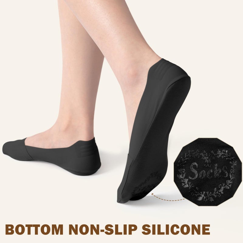 Sofier No Show Socks Womens, Non Slip Low Cut 6 Pairs Thin Silky Dress Footies Liner Invisible Socks Flats Loafers Sneakersï¼ˆBlack*6 - Image 4