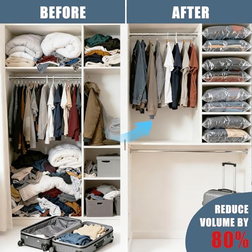 Besslly 10 Jumbo Vacuum Storage Bags, Vacuum Seal Bags for Clothing Space Saver Compression Storage Bag with Hand Pump Extra Large for Clothing Travel Comforters Blankets Pillow Bedding Duvets Clothes - Image 4