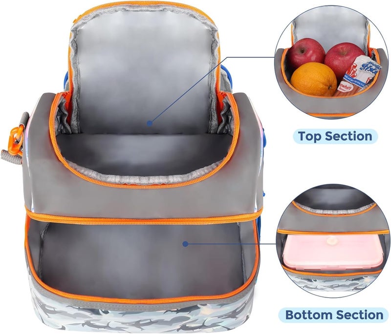 EXILOM حقيبة غداء للأطفال، حقيبة غداء للفتيات والفتيان، حقيبة غداء عازلة حرارياً، حقيبة للتوائم والمراهقين، حقيبة سفر مدرسية، حاملة زجاجة ماء وعلبة غداء بحزام قابل للتعديل - Image 3