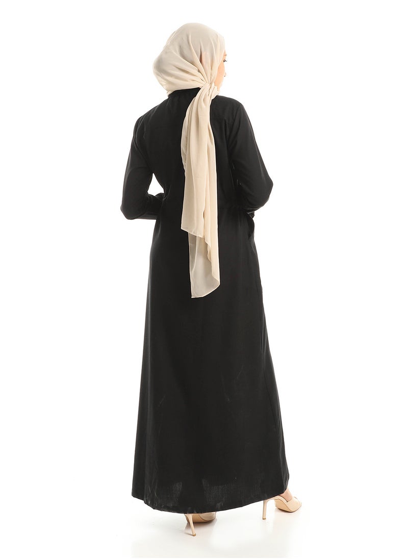 Black maxi shirt dress with buttons
