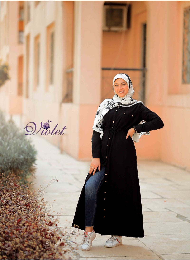 Black maxi shirt dress with buttons