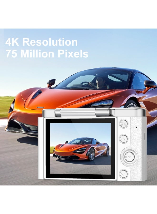 general Video Camera 64MP Student Digital Camera with 4K CCD Digital Zoom, Portable Digital Camera, Selfie Camera, Free 32GB SD Card and Card Reader(White） - Image 4