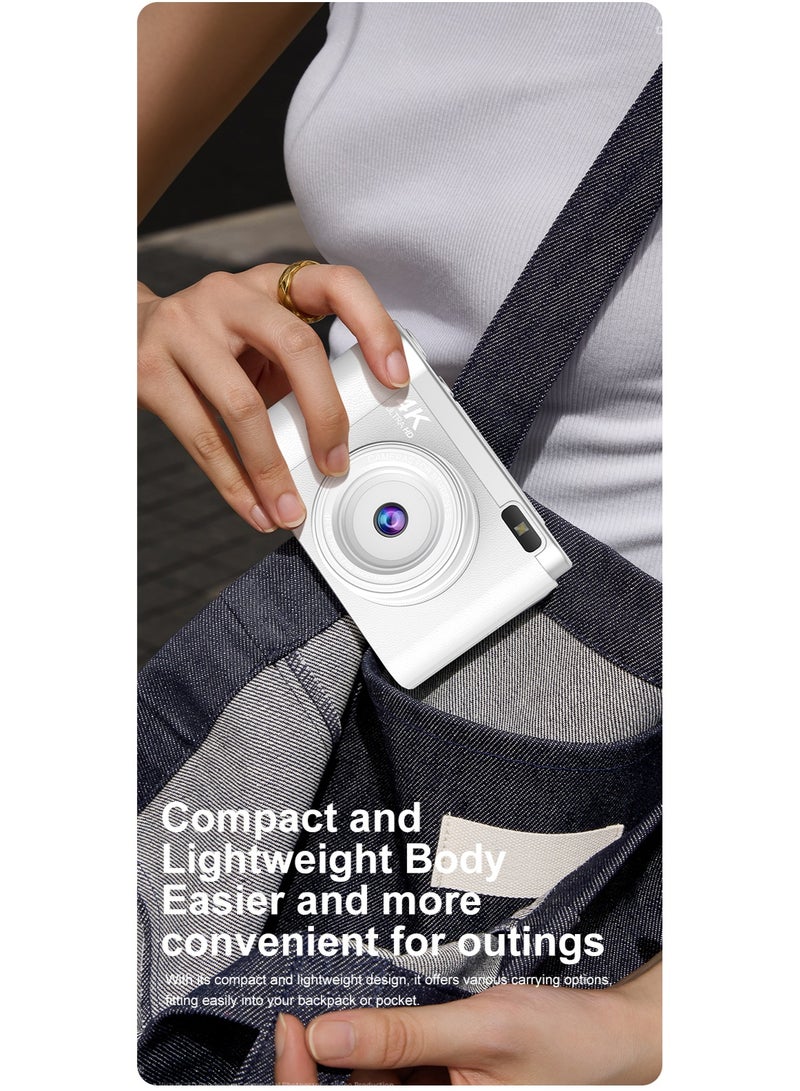 general Video Camera 64MP Student Digital Camera with 4K CCD Digital Zoom, Portable Digital Camera, Selfie Camera, Free 32GB SD Card and Card Reader(White） - Image 5