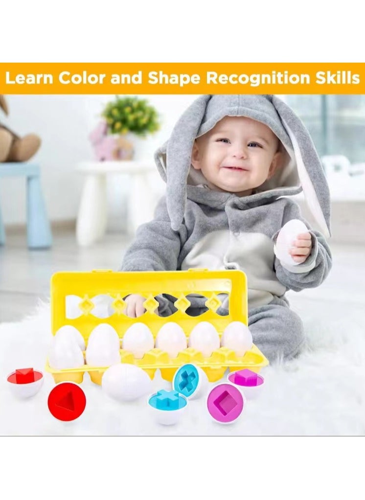 Goolsky - My First Find & Match Matching Eggs w/Yellow Eggs Holder - STEM Toys Educational Toy for Kids & Toddlers to Learn about Shapes & Colors Gift - First Toy Eggs for Toddlers - Image 1