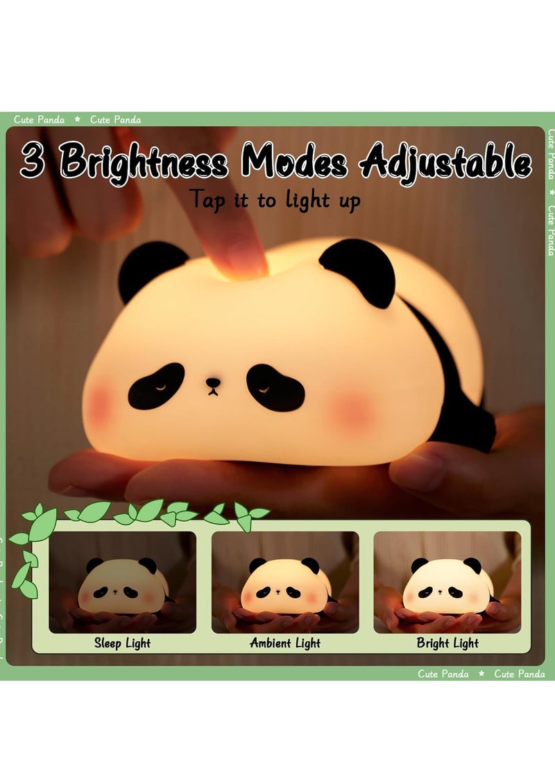 ELTRAZONE Children's Night Light Panda Lamp – 3 Light Modes, Dimmable with Timer, Touch Control, Silicone Night Light, USB Rechargeable, Cute Baby Nursing Light for Kids  - Image 2