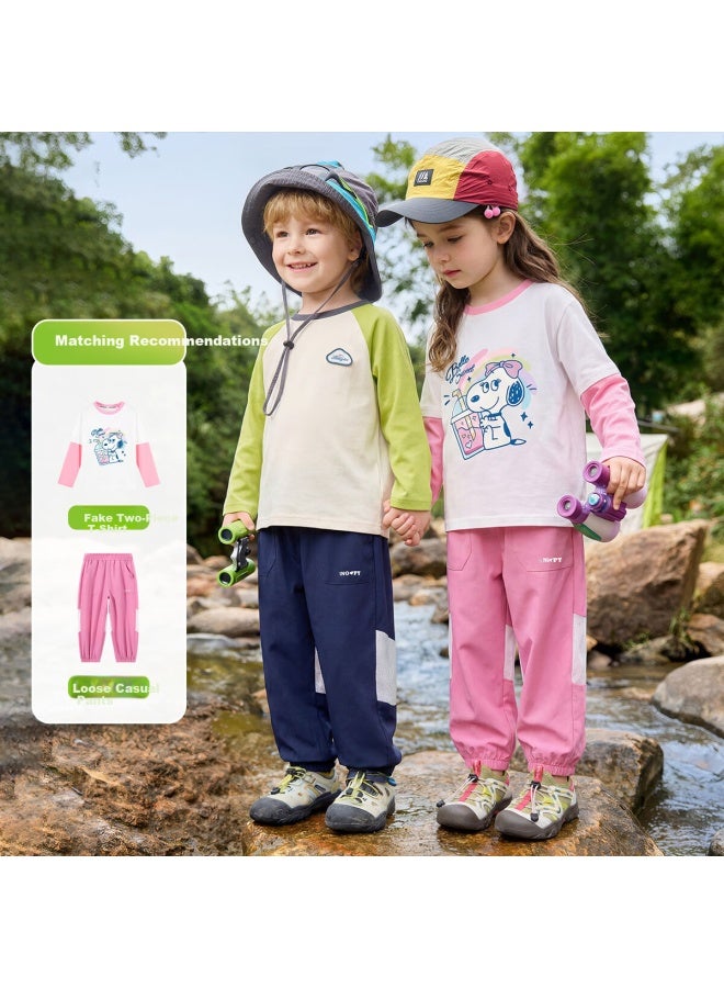 Snoopy Kids Pants Boys Casual Pants Girls Tapered Long Pants Cool Sports Rose Red Size 90