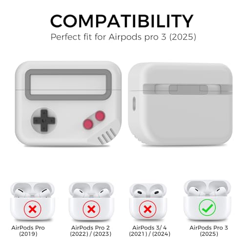 TRONWIN for AirPods Pro 3 Case - 2025 Silicone Game Console Design Case for Apple AirPods Pro 3rd Generation, Cute Airpod Pro 3 Cover for Men/Women (Light Grey) - Image 2