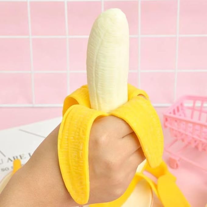 Cldaisy Yellow Banana Elastic Simulation Squeezing Simulation Fruits Ornaments, Stretchy Soft Banana Ornaments Antistress Decompression Sensory Vent Ornaments Reliever for AdultsNovelty and Gag Accessories - Image 4