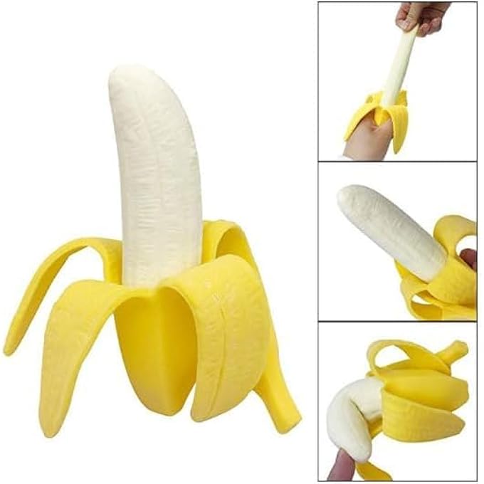 Cldaisy Yellow Banana Elastic Simulation Squeezing Simulation Fruits Ornaments, Stretchy Soft Banana Ornaments Antistress Decompression Sensory Vent Ornaments Reliever for AdultsNovelty and Gag Accessories - Image 2