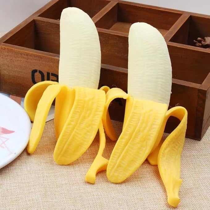 Cldaisy Yellow Banana Elastic Simulation Squeezing Simulation Fruits Ornaments, Stretchy Soft Banana Ornaments Antistress Decompression Sensory Vent Ornaments Reliever for AdultsNovelty and Gag Accessories - Image 3
