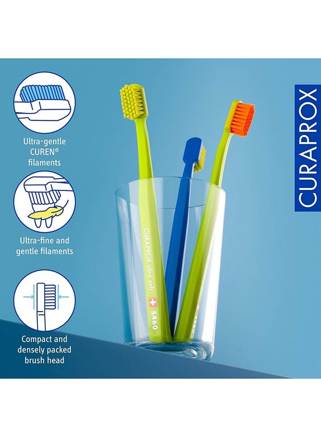 CURAPROX Toothbrush CS 5460 Ultra-Soft, 3 Pack - Ultra Soft Toothbrush for adults with 5460 CUREN Bristles - Manual Toothbrush Multicolour - Image 2