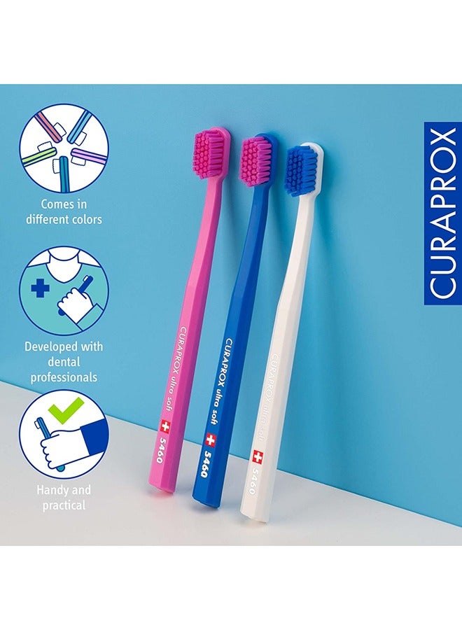 CURAPROX Toothbrush CS 5460 Ultra-Soft, 3 Pack - Ultra Soft Toothbrush for adults with 5460 CUREN Bristles - Manual Toothbrush Multicolour - Image 3