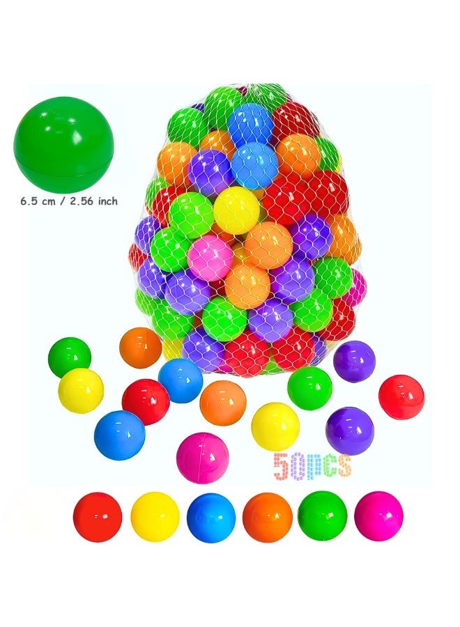 VIO 6.5 CM 50 PCS Soft Plastic Ball for Kids Play Tent Play Area Baby Playpen Baby Playhouse Kiddie Pool Water Toys Party Decoration Non Toxic Colorful Ball Pit Balls for Kids Plastic Balls with Reusable Net Bag Perfect for Play Tents Parties Indoor Outdoor Gift for Baby Toddler Birthday Gift Christmas Gift Soft Ocean Pit Toy Balls Play Set - Image 5