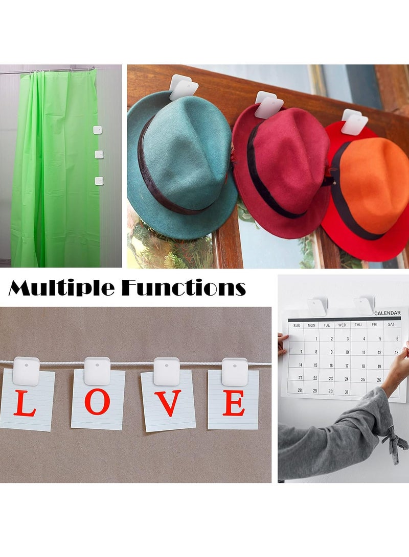 Oasisgalore Self-adhesive Clips Wall Shower Curtain Clips Photo Clips Spring Clips for Teacher Poster Home Office(White, 12 Pieces) - Image 1