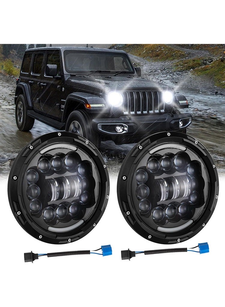 MR.SMART Mr Smart 7-inch LED Headlights, DOT SAE Certified, Waterproof HD Glass, High/Low Beam, Black, 2-Pack  - Image 1