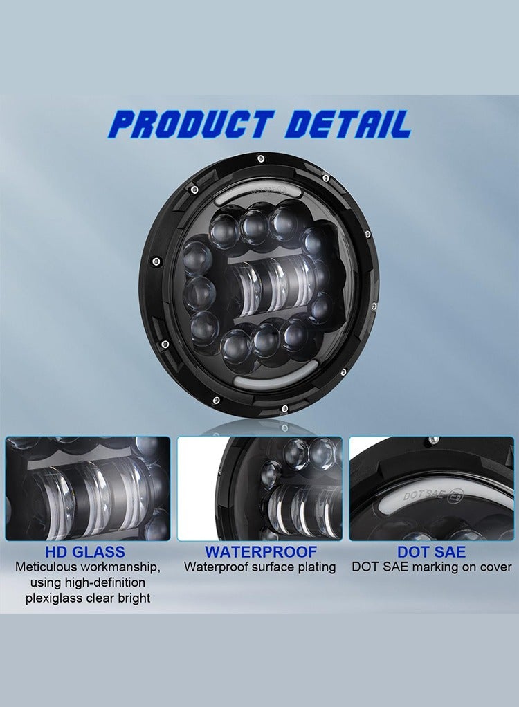 MR.SMART Mr Smart 7-inch LED Headlights, DOT SAE Certified, Waterproof HD Glass, High/Low Beam, Black, 2-Pack  - Image 5
