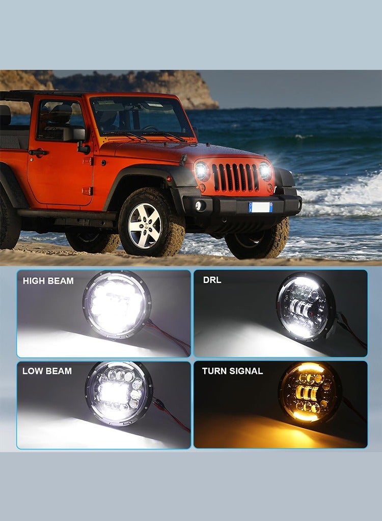 Mr Smart 7-inch LED Headlights, DOT SAE Certified, Waterproof HD Glass, High/Low Beam, Black, 2-Pack