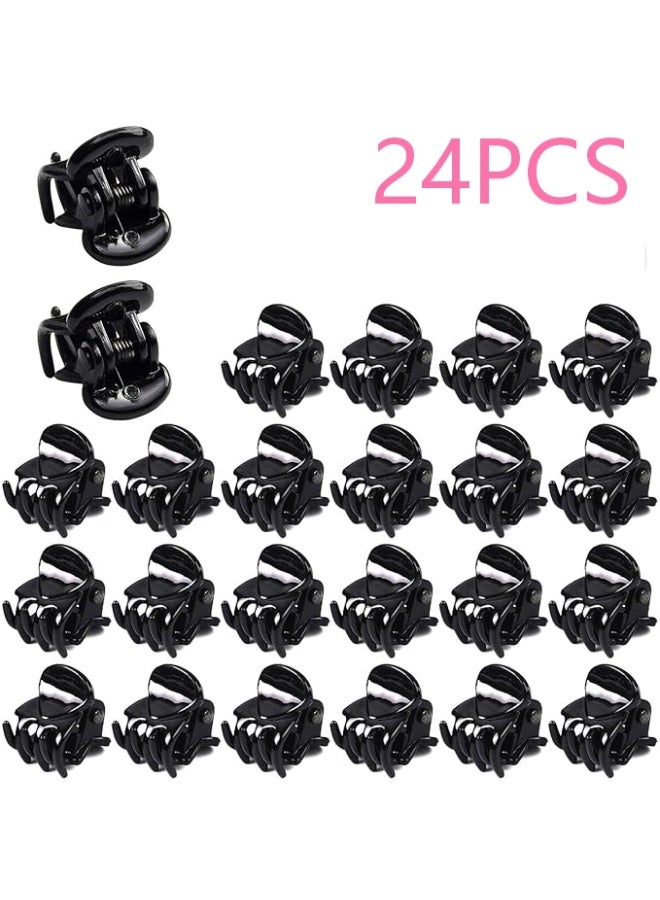24Pcs Black Mini Hair Claw Clips, Small Hair Clips for Girls Women Fine Hair Plastic Multifunction Clamp Clips Hair Accessories Gifts - Image 1