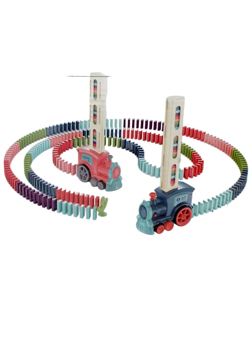 Loquat Kids Electric Domino Train Car With Sound u0026 Light Automatic Laying Dominoes Brick Toy - Image 1