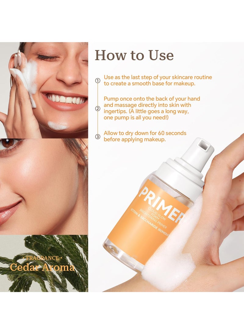 Hydrating Face Primer, Makeup Primer For Flawless, Smooth Skin and Long lasting Makeup, Mousse Foam Base, Blur + Pore Minimize + Fine Lines, Moisturizing & Smoothing Primer With Sodium Hyaluronate