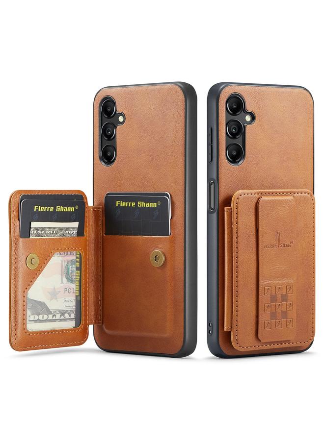 Case For Samsung Galaxy A55 5G Fierre Shann Oil Wax Cow Leather Card Holder Back Phone Case
