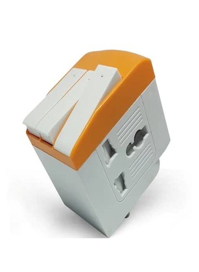 EMBOX 3 Pin Multi Plug Adapter with Individual Switch 3 Pin Plug Socket Safety Shutter Spike Buster Fuse Protected Adapter 3 Way Plug Extension for Home Office Travel-5A-250V, Pack of 1 Orange - Image 2