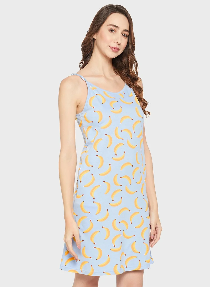 Clovia Printed Strapy Nightdress