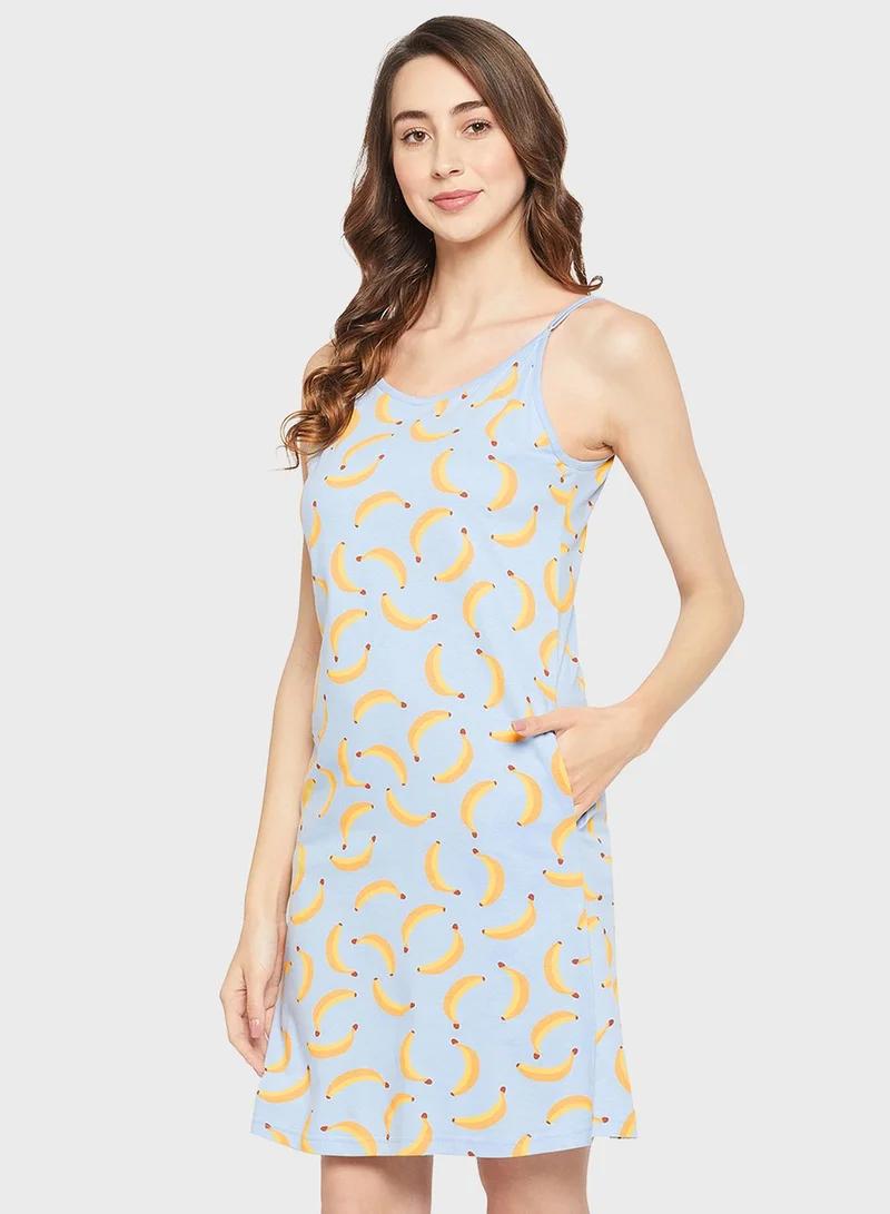 Clovia Printed Strapy Nightdress