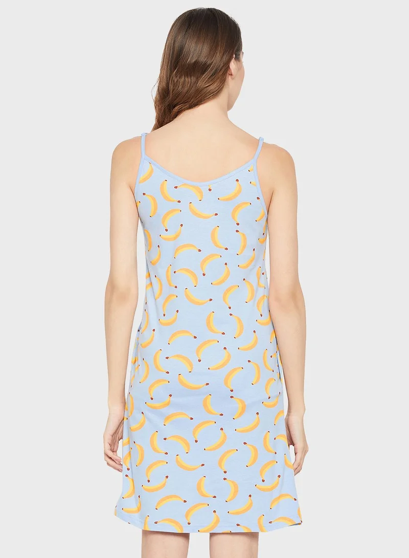 Clovia Printed Strapy Nightdress