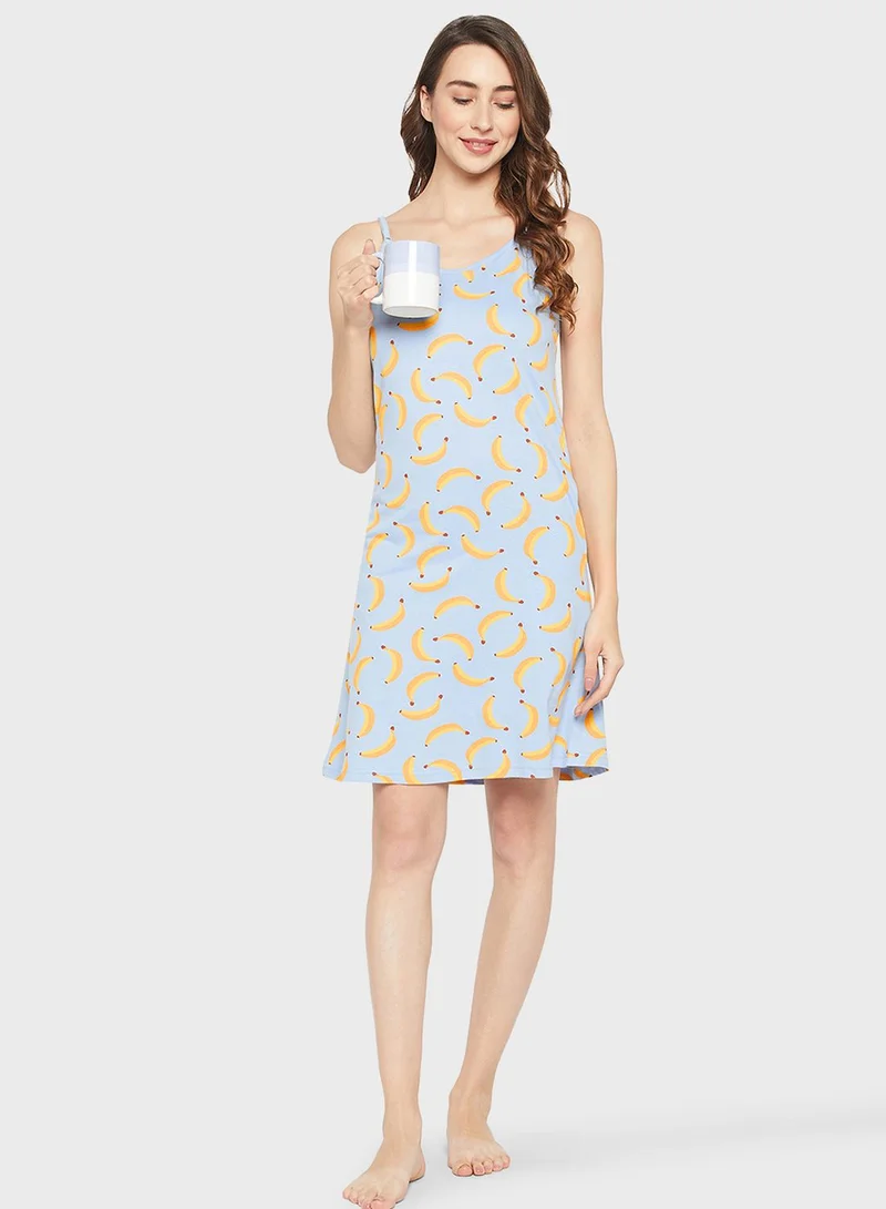 Clovia Printed Strapy Nightdress