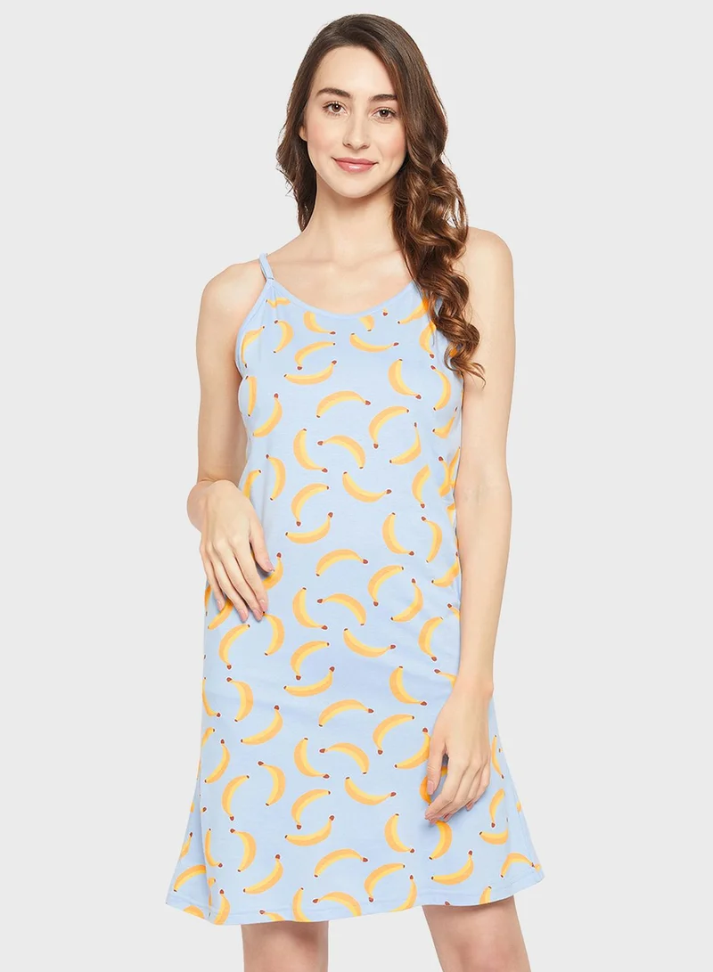 Clovia Printed Strapy Nightdress