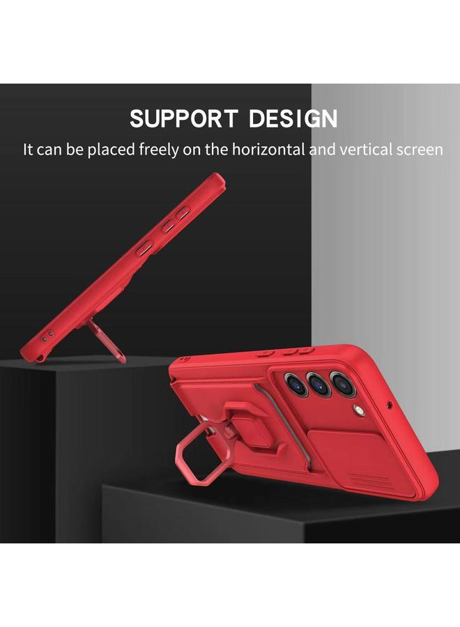 S-TOP Case For Samsung Galaxy S22+ 5G Sliding Camshield Magnetic Card Holder Silicone Phone Case - Image 4
