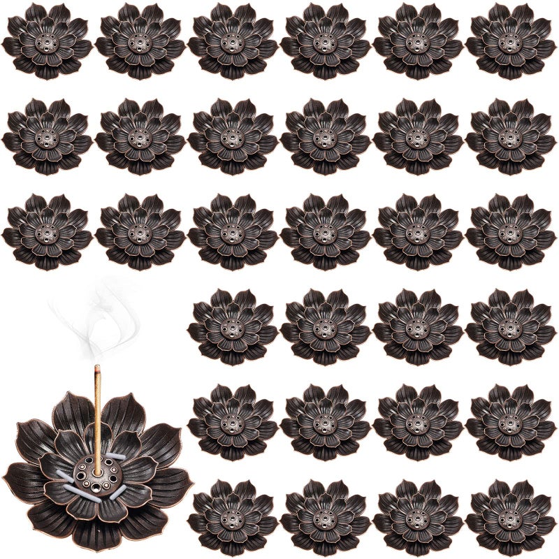 Sumind 30 Pieces Incense Holder Lotus Sticks Incense Burner Cone Burner Ash Catcher for Home Fragrance Decor Yoga SPA BedroomRetro