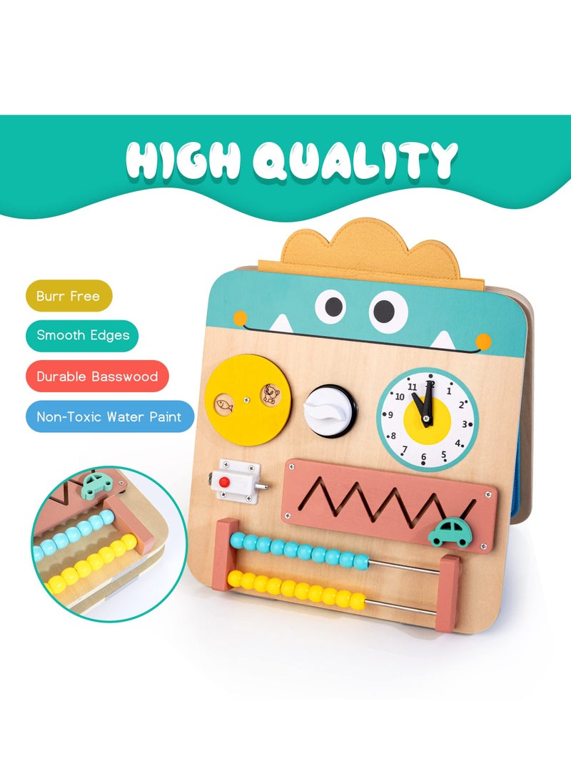 Zikra Wooden Busy Board for Kids, Montessori Busy Board Toys for 2 3 4 Years Old, Educational Toddler Activities to Develop Fine Motor Skills Sensory Toys for Plane and Car Journey, Boy & Girl Gift - Image 2