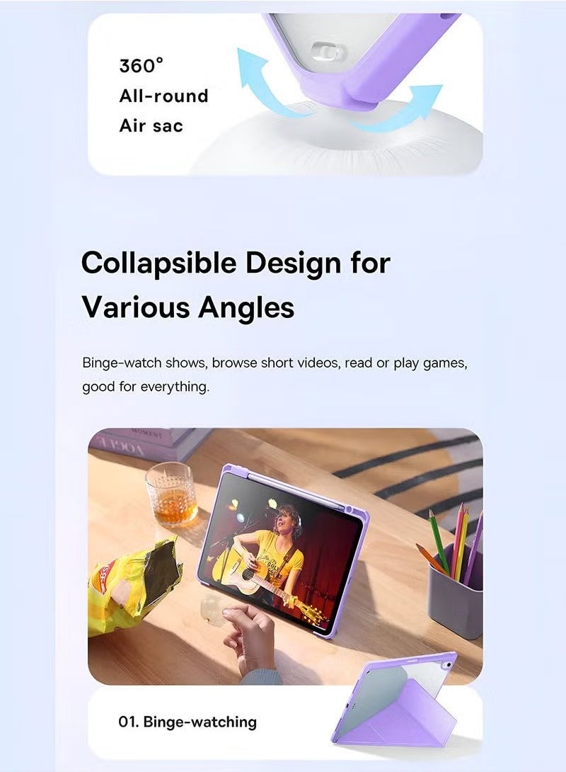 TIGER Apple iPad Air 2025 (7th Gen) M3 13-inch Symmetry 360 Smart Folio Case – Auto Awake/Auto Sleep, Leather Texture & Transparent Back, Pen Holder – Premium Protective Case for iPad Air – Lavender - Image 3