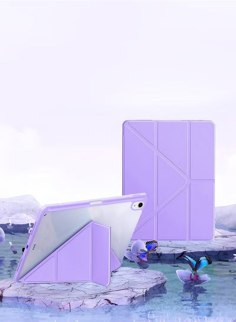 TIGER Apple iPad Air 2025 (7th Gen) M3 13-inch Symmetry 360 Smart Folio Case – Auto Awake/Auto Sleep, Leather Texture & Transparent Back, Pen Holder – Premium Protective Case for iPad Air – Lavender - Image 1