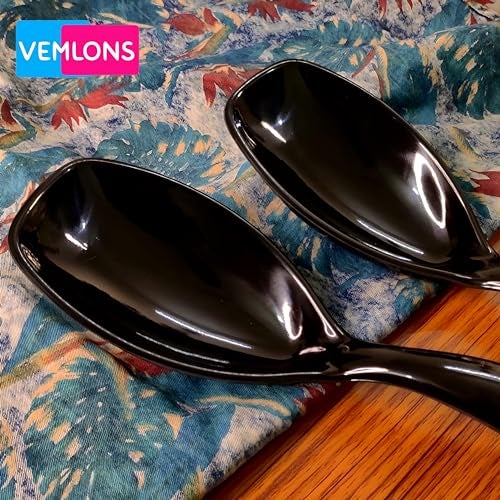 Vemlons Serving Spoon, Black Long Handled Serving Spoon Melamine Tableware (Set of 4 Piece) (Black) ,24 Cm - Image 2
