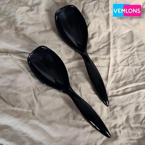 Vemlons Serving Spoon, Black Long Handled Serving Spoon Melamine Tableware (Set of 4 Piece) (Black) ,24 Cm - Image 5
