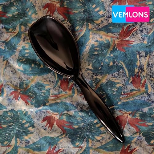 Vemlons Serving Spoon, Black Long Handled Serving Spoon Melamine Tableware (Set of 4 Piece) (Black) ,24 Cm - Image 4