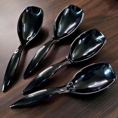Vemlons Serving Spoon, Black Long Handled Serving Spoon Melamine Tableware (Set of 4 Piece) (Black) ,24 Cm - Image 1
