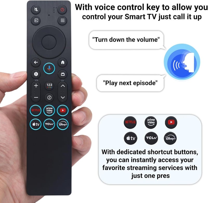 ARCSTILL New RC923A FMB1 Voice Remote Replacement for TCL QLED Mini LED 4K UHD Google Smart TV G0401-000267, Compatible with QM5K QM6K QM7K Q77K Series - Image 2