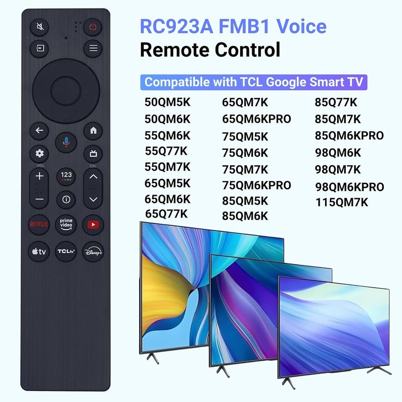 ARCSTILL New RC923A FMB1 Voice Remote Replacement for TCL QLED Mini LED 4K UHD Google Smart TV G0401-000267, Compatible with QM5K QM6K QM7K Q77K Series - Image 4