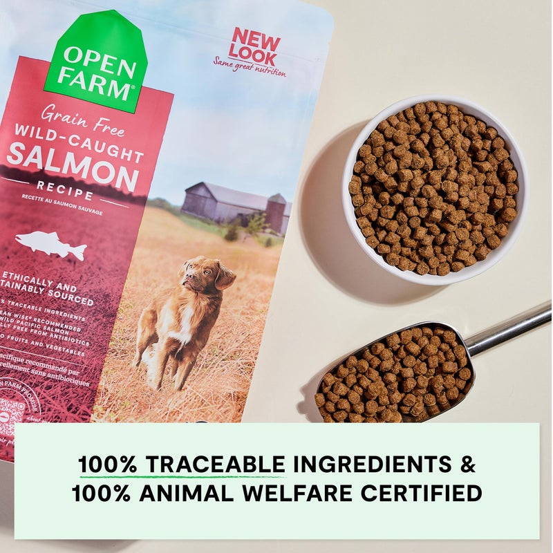 Open Farm, Grain-Free Dry Dog Food, Complete & Balanced Kibble, Sustainably & Ethically Sourced Ingredients, Non-GMO Veggies & Superfoods to Support Overall Health, Wild-Caught Salmon Recipe, 11lb Bag - Image 5