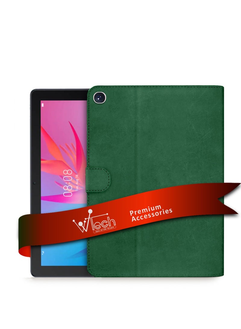 دبليو تيك غطاء حماية قلاب من جلد البولي يوريثان لهاتف هونور باد X8 / X8 لايت 2022 / هواوي MatePad T 10s / T 10 / T10s (10.1 بوصة) 2020 (AGS3-L09، AGS3-W09) أخضر داكن - Image 1